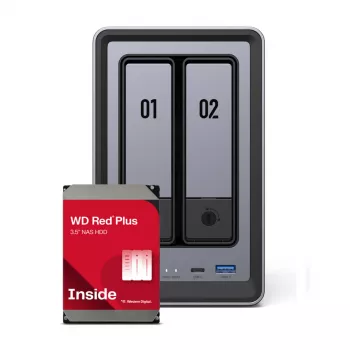UGREEN DXP2800 2-Bay NAS z 2x 4TB WD Red Plus, Intel N100, 8GB DDR5, 2.5GbE