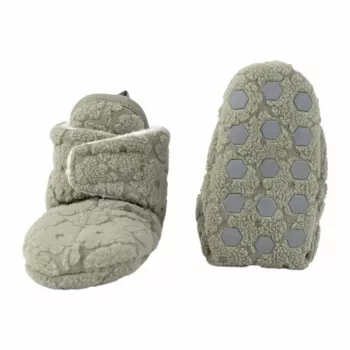 Lodger Polar Fleece Baby Slipper Booties with Anti-Slip Sole, Sage Green (Elm), 6-12 Months