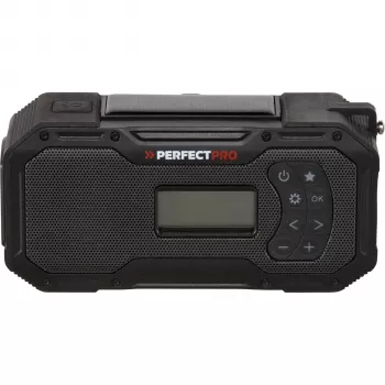PerfectPro E-100 Radio awaryjne z panelem słonecznym, korbą ręczną, latarką LED, power bankiem, AM/FM, IPX3