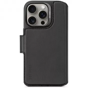 Decoded Leather Detachable Wallet dla iPhone 16 Pro - Czarny