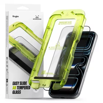 Ringke Easy Slide Anti-Reflective Tempered Glass Screen Protector do Apple iPhone 17 Pro, Czarny