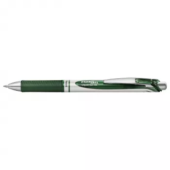 Pentel Energel BL77 Długopis żelowy chowany - zielony tusz - zielona obudowa - srebrne akcenty - 0,7 mm - średnia końcówka - na bazie wody - pojedynczy długopis