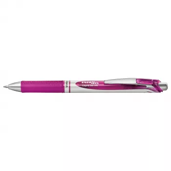 Pentel Energel BL77 Retractable Gel Pen - Magenta Ink - 0.7 mm - Medium Point - Silver Accents
