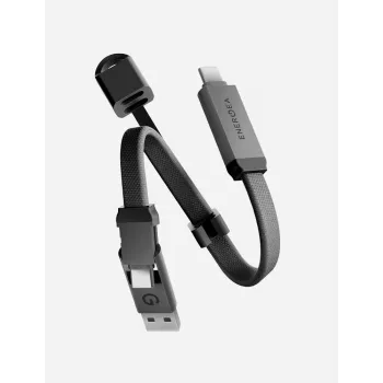 ENERGEA Sheath Key 2-in-1 USB-C do USB-C/USB-A Kabel 15cm Gunmetal