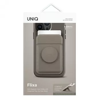 UNIQ Flixa Magnetyczny Portfel na Karty z Podpórką Flint Grey MagSafe