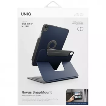 UNIQ Rovus Snapmount Magnetyczne Obrotowe 360° Odpinane Etui do iPad Air 11 M2 2024 / M3 2025 / M4 2026 / iPad Air 10.9 (2022/2020) Granatowy