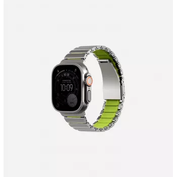 UNIQ Strova Flex Strap do Apple Watch 44/45/46/49mm Series 1/2/3/4/5/6/7/8/9/10/11/SE/SE2/SE3/Ultra/Ultra 2/Ultra 3 Silver-Lime
