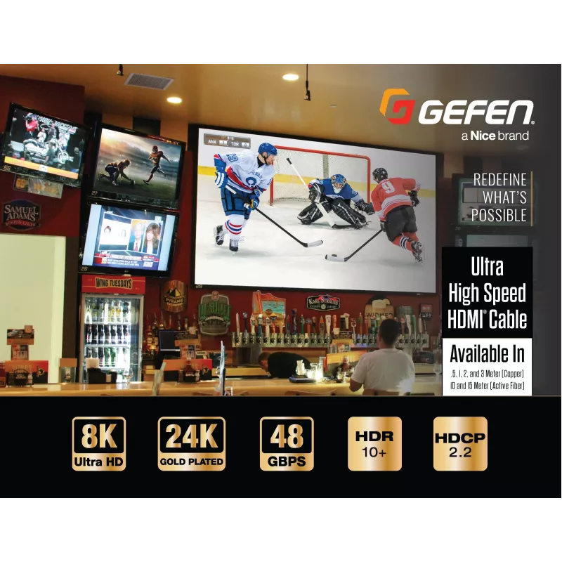 Gefen GEF-CAB-HS-HDMI-2M HDMI 2.1 Kabel 2m Czarny 48Gbps 3D