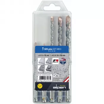 Alpen SDS+ F4 MB5 5-6x110/6-8-10 x160 Zestaw wierteł udarowych, 5 sztuk