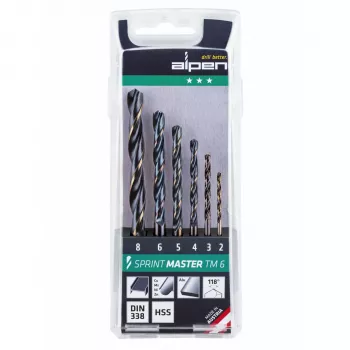 ALPEN-MAYKESTAG Sprint Master TM 6 2-3-4-5-6-8 mm HSS-G Wiertła kręte w plastikowym kasecie