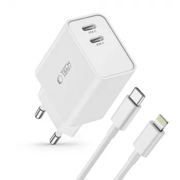 TECH-PROTECT C35W 2-Port Network Charger PD 35W + Lightning Cable White