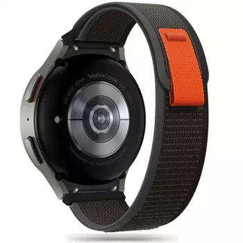 TECH-PROTECT Nylon Samsung Galaxy Watch 4 / 5 / 5 Pro / 6 / 7 / FE Czarny/Pomarańczowy