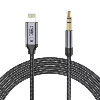 TECH-PROTECT UltraBoost Lightning do AUX Mini Jack 3.5mm Kabel 100cm Czarny