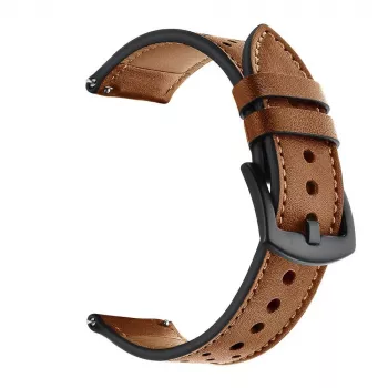 TECH-PROTECT Skórzany pasek do Samsung Galaxy Watch 4 / 5 / 5 Pro (40 / 42 / 44 / 45 / 46 mm) Brązowy
