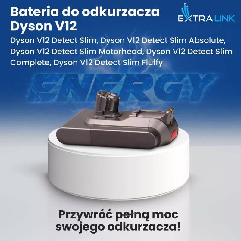 Zestaw baterii zamiennej Extralink do Dyson V12 25.2V 2500mAh + filtr