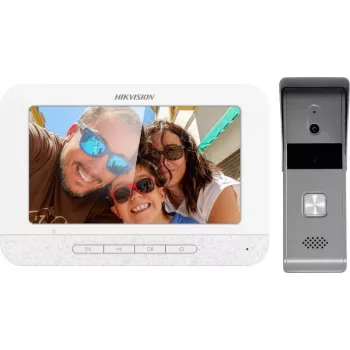 Hikvision DS-KIS203T 2-przewodowy analogowy zestaw wideodomofonu z 7-calową stacją wewnętrzną i 2 MP stacją zewnętrzną