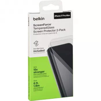 Belkin ScreenForce Tempered Glass Screen Protector do Apple iPhone 17 Pro Max (zestaw 2 szt.) - przezroczysty