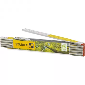 STABILA 600 2 m Drewniana składana miarka metryczna Biała/Żółta