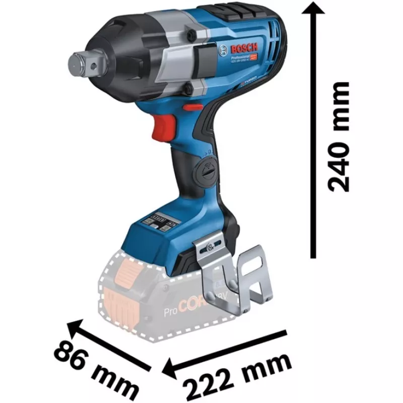 BOSCH Professional BITURBO GDS 18V-1050 HC Akumulatorowy klucz udarowy, 3/4 inch napęd kwadratowy, 18V, Solo (Niebieski/Czarny, Bluetooth, L-BOXX)