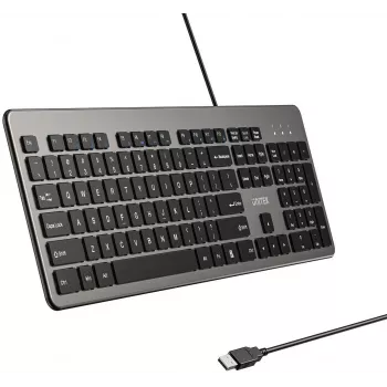 UNITEK SlimTap Wired Office Keyboard, USB-A, Grey