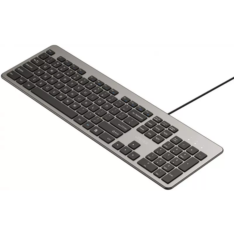 UNITEK SlimTap Wired Office Keyboard, USB-A, Grey