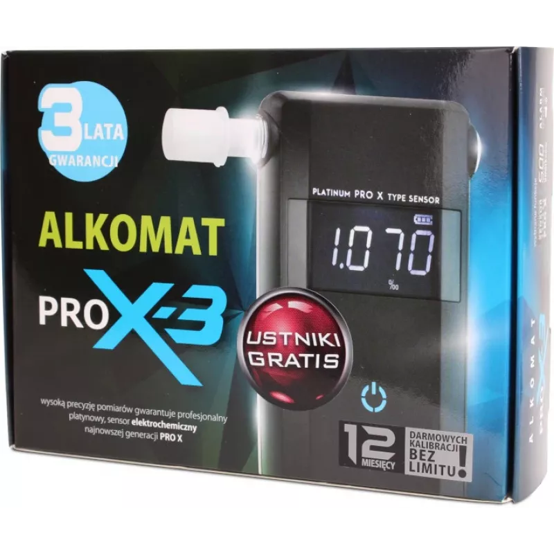 AlcoFind PRO-X-3 Alkomat z ustnikami, kalibracja co 12 miesięcy
