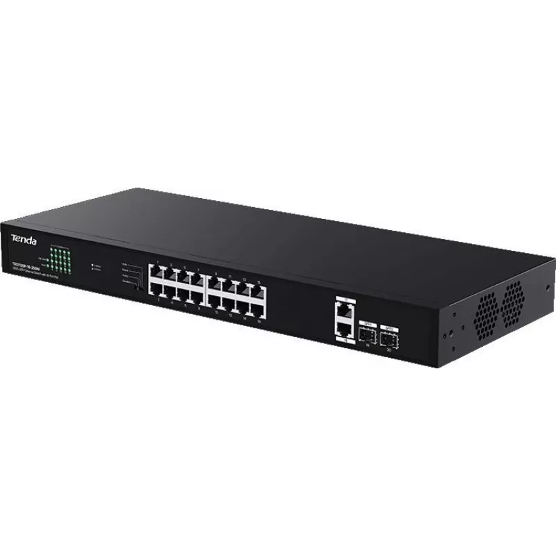 Tenda TEG1120P-16-250W Niezarządzalny przełącznik PoE+ 18-portowy Gigabit 2 SFP 250W