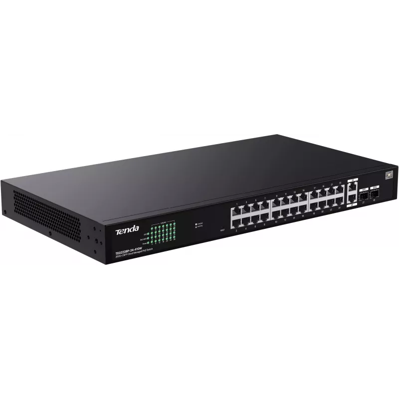 Tenda TEG2228P-24-410W Managed PoE+ Switch 26x Gigabit Ethernet + 2x SFP, 410W
