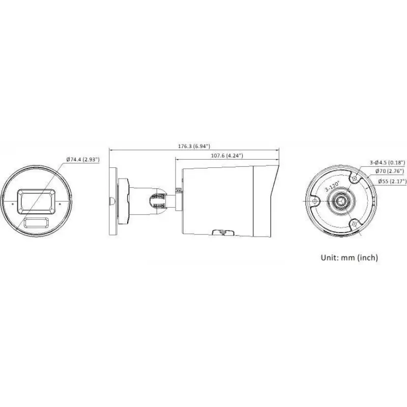 Hikvision DS-2CD2083G2-LI2U(2.8mm)(BLACK) 8MP AcuSense Fixed Bullet IP Camera z inteligentnym hybrydowym oświetleniem
