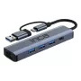 INCA Hub IUTP-5T USB-C/A do 3x USB-A 3.0 / RJ45 5 Gbit/s Szary