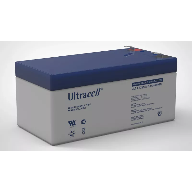 ULTRACELL UL3.4-12 AGM Battery 12V 3.4Ah