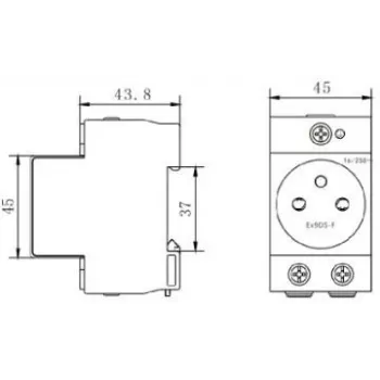 Noark Ex9DS-F 106194 Gniazdo modułowe, Szyna DIN TH-35, 2,5 M, Schuko (typ F), 16 A, 250 V, biały/szary