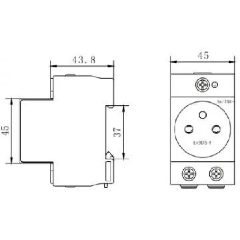 Noark Ex9DS-F 106194 Gniazdo modułowe, Szyna DIN TH-35, 2,5 M, Schuko (typ F), 16 A, 250 V, biały/szary