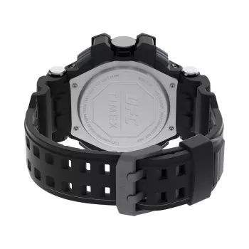 Zegarek cyfrowy TIMEX męski TW5M51800 53mm koperta z żywicy czarny pasek z żywicy szara tarcza podświetlenie INDIGLO wodoszczelność 100m