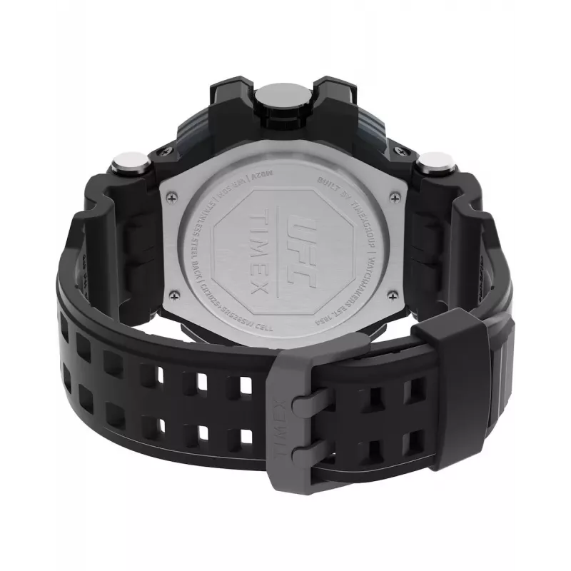 Zegarek cyfrowy TIMEX męski TW5M51800 53mm koperta z żywicy czarny pasek z żywicy szara tarcza podświetlenie INDIGLO wodoszczelność 100m