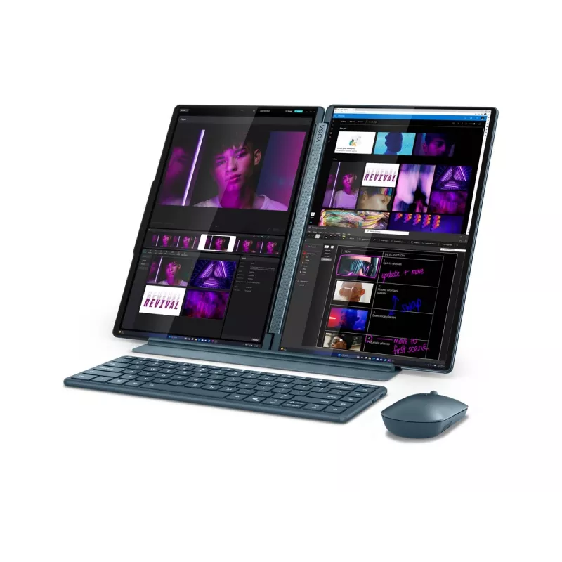 Lenovo Yoga Book 9 14IAH10 Intel Dual-Screen Laptop, Tidal Teal, 2x14 inch OLED Touchscreen, 2.8K WQXGA+, Intel Core Ultra 7 255H, 32GB LPDDR5X, 1TB SSD, Intel Arc 140T GPU, Windows 11 Home, Wi-Fi 7