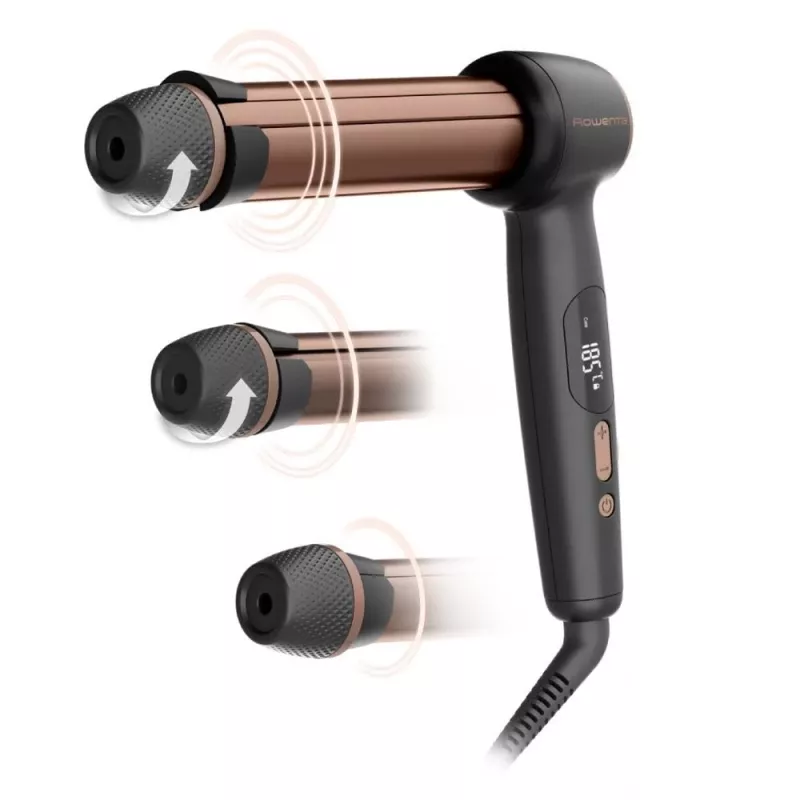 Rowenta CF4620E0 Twist Curl Lokówka - Ceramiczna, Jonowa Kondycja, 27/32/38mm, Wyświetlacz LCD, 86W, Czarny/Miedziany