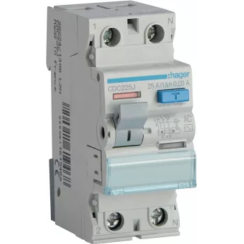HAGER CDC225J RCCB 1P+N 25A 30mA 6kA AC Wyłącznik różnicowoprądowy