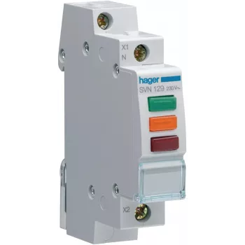 HAGER SVN129 Lampka sygnalizacyjna, 230V AC, 3 x LED czerwona+zielona+pomarańczowa, szyna DIN