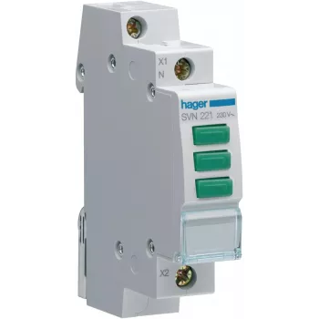 HAGER SVN221 Modułowa lampka sygnalizacyjna, 230V AC, 3 x zielona LED, szyna DIN