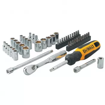 DEWALT DWMT81610-0 10-częściowy zestaw nasadek metrycznych z napędem 1/4 cala (4-13mm) z szyną na nasadki
