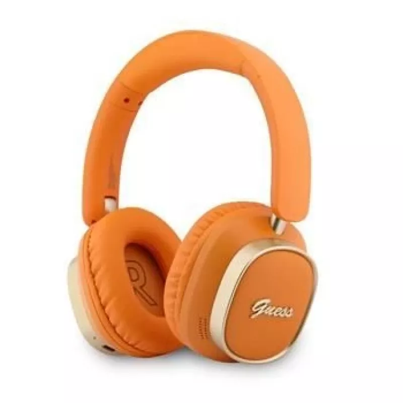 Guess Bluetooth On-Ear Headphones Rectangle Metal Script Orange