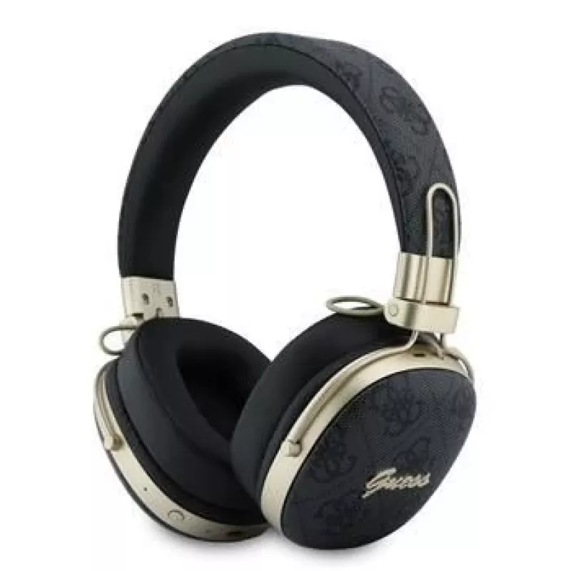 Guess Nauszne słuchawki Bluetooth z ENC, Metal 4G Script Logo, Czarny