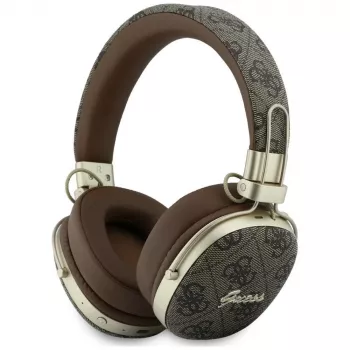 Guess GUE005462 Słuchawki nauszne Bluetooth z ENC, metalowy design, logo 4G Script, brązowy