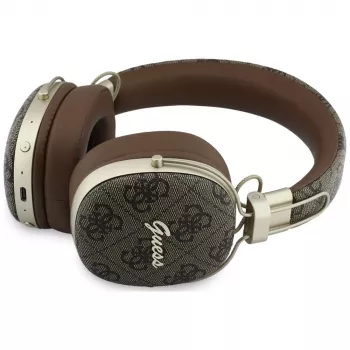 Guess GUE005462 Słuchawki nauszne Bluetooth z ENC, metalowy design, logo 4G Script, brązowy
