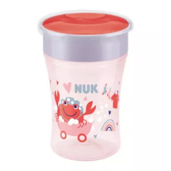 NUK Magic Cup 230 ml Czerwony Kubek Treningowy z 360° rantem do picia dla Maluchów 8+ miesięcy, Nieprzeciekający, Bez BPA, Można myć w zmywarce