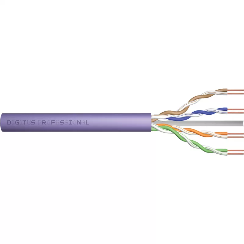 DIGITUS Cat.6 U/UTP B2ca Kabel instalacyjny, AWG23/1, LSOH, 500m, Fioletowy, Bęben