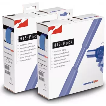 HellermannTyton HIS-PACK-19.1/9.5-PO-X-BU Koszulka termokurczliwa niebieska 19,1mm x 9,5mm x 5m pudełko dozujące