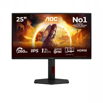 AOC Gaming 25G4ZR - 25 cali Full HD Monitor, 260 Hz Overclocked, 1ms, G-Sync Compatible, HDR10 (1920x1080, 2x HDMI 2.0, DP 1.4) Czarny/Czerwony