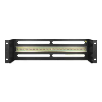 DELOCK 19 inch Panel rozdzielczy z wyłącznikami nadprądowymi z pokrywą i szyną DIN, w tym 2x szyny odciążające kable, 3U, stal czarna